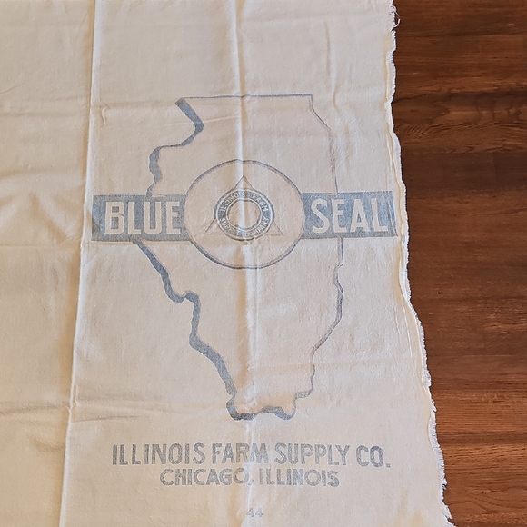 Other - Blue Seal Illinois Farm Supply Co. Printed Feed Sack - Cream with Blue Logo